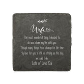 Personalised Wife Sentiment Gift Slate Stone Drink Coaster Gift