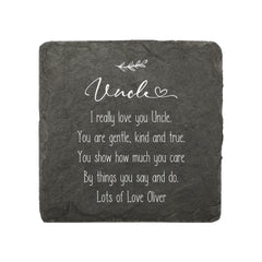 Personalised Uncle Sentiment Gift Slate Stone Drink Coaster