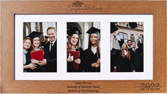 Personalised Graduation Keepsake Wooden Triple Photo Frame Engraved