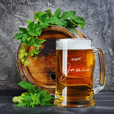 Personalised Name Script with Leaf Design Birthday Beer Tankard Glass Gift for Him