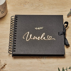 Uncle Black Scrapbook Photo album With Gold Script Leaf Design