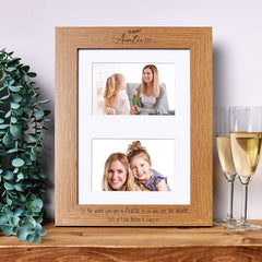 Personalised Auntie Wooden Double Photo Frame Gift Landscape