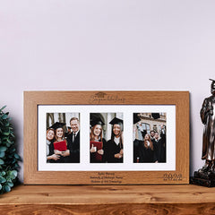 Personalised Graduation Keepsake Wooden Triple Photo Frame Engraved