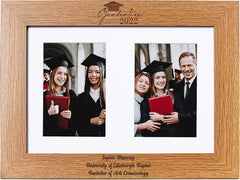 Personalised Graduation Wooden Double Photo Frame Engraved