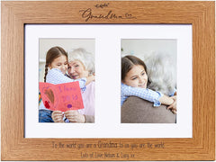 Personalised Grandma Wooden Double Photo Frame Gift Portrait