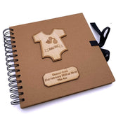 ukgiftstoreonline Personalised Brown Baby Girl Scrapbook Photo Album With Wooden Engraving
