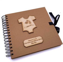 ukgiftstoreonline Personalised Brown Baby Girl Scrapbook Photo Album With Wooden Engraving