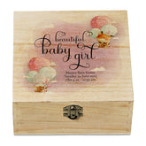 Personalised Baby Girl Keepsake Wooden Box With Balloon Design