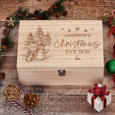 Personalised Large Wooden Christmas Eve Box With Snowman and Bunny