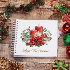 Personalised Baby's First Christmas Scrapbook Photo Album Traditional Design