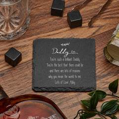 Personalised Daddy Sentiment Gift Slate Stone Drink Coaster
