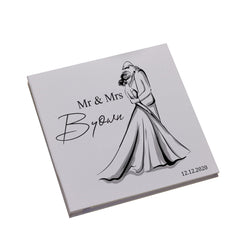 Personalised Large Linen Wedding Photo Album With Elegant Couple Outline