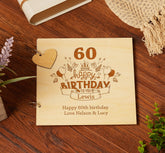 Personalised Wooden 60th Birthday Scrapbook Guest Book or Photo Album