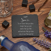 Personalised Son Sentiment Gift Slate Stone Drink Coaster