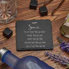 Personalised Son Sentiment Gift Slate Stone Drink Coaster