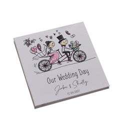 Personalised Large Linen Our Wedding Day Photo Album With Sketched Couple