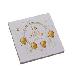 Personalised Large Linen 16th Birthday Photo Album With Balloons