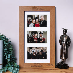 Personalised Graduation Year Keepsake Wooden Triple Photo Frame Engraved