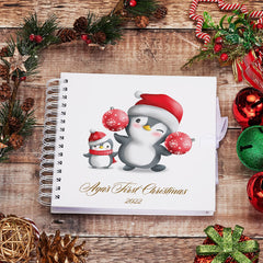 Personalised Baby's First Christmas Scrapbook Photo Album Penguins