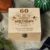 Personalised 60th Birthday Wooden Keepsake Box Gift Engraved