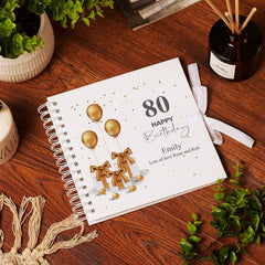Personalised 80th Birthday Guest Book Scrapbook or Album Gold Presents