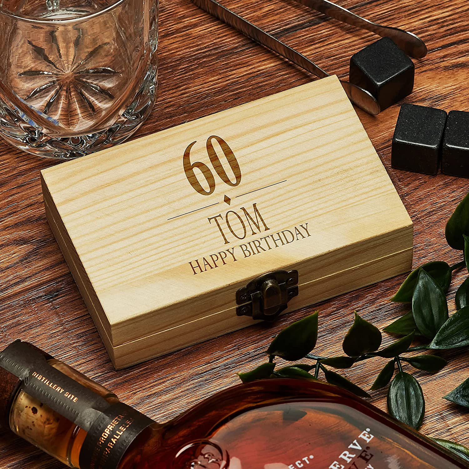 Personalised 60th Birthday Whisky Stones In Engraved Gift Box Whisky Stone Box ukgiftstoreonline