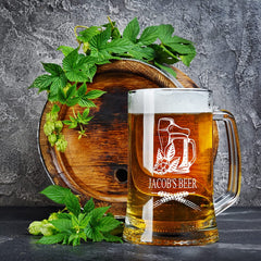 ukgiftstoreonline Personalised Any Name Engraved Pint Glass Beer Tankard Gift Hop Design Gift for Him