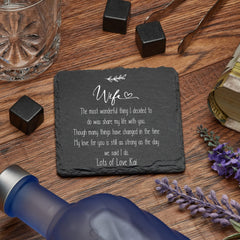 Personalised Wife Sentiment Gift Slate Stone Drink Coaster Gift