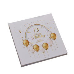 Personalised Large Linen 13th Birthday Photo Album With Balloons