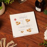 Personalised Baby Girl Photo Album With Foxes and Birth Details