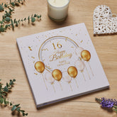 Personalised Large Linen 16th Birthday Photo Album With Balloons