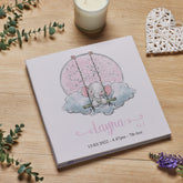 Personalised Large Linen Baby Girl Photo Album With Elephant On Swing Photo Album ukgiftstoreonline