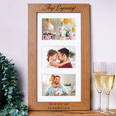Personalised Wooden Triple Landscape Photo Frame Engraved Any Message