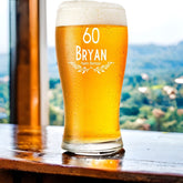 Engraved Personalised Birthday Pint Beer Glass Gift with Emblem