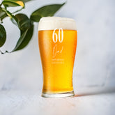 Engraved Personalised 60th Birthday Signature Pint Beer Glass Gift Boxed