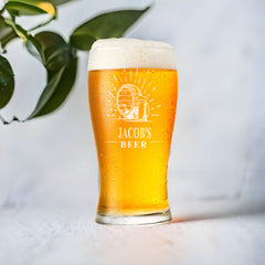 ukgiftstoreonline Personalised Any Name Engraved Pint Beer Glass with Barrel Design Gift for Him