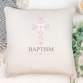 Personalised Baptism Ornate Cross Design Cushion Gift