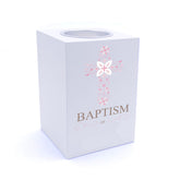 Personalised Baptism Ornate Cross Design Tea Light Holder