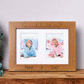 Personalised Grandchildren Double Wooden Photo Frame Gift