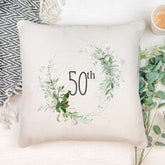 Personalised 50th Birthday Botanical Design Cushion Gift