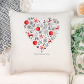 Personalised Merry Christmas Heart Design Cushion Gift