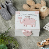 Personalised Baby Girl wooden Memories Keepsake Box Vintage Style