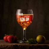 Personalised Engraved Name Keep Your Gin Up Glass Gift for her in box