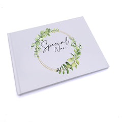 Personalised Special Nan Wreath Design Gift Guest Book