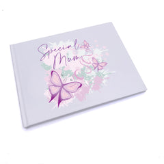 Personalised Special Mum Pink and Purple Butterfly Gift Guest Book