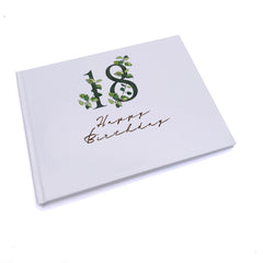 Personalised 18th Birthday Green Leaf Design Gift Guest Book