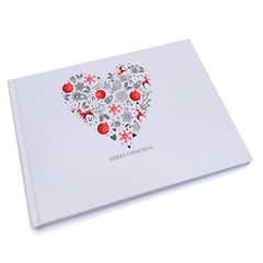 Personalised Merry Christmas Heart Design Guest Book