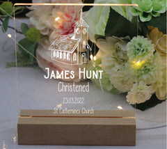 Personalised Christening LED Night Lamp With Church Design - ukgiftstoreonline