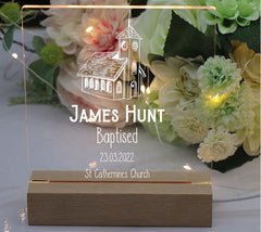 Personalised Baptism LED Night Lamp With Church Design - ukgiftstoreonline