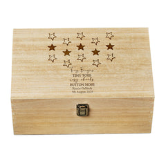 Personalised Baby Large Wooden Keepsake Memories Box Tiny Fingers Verse